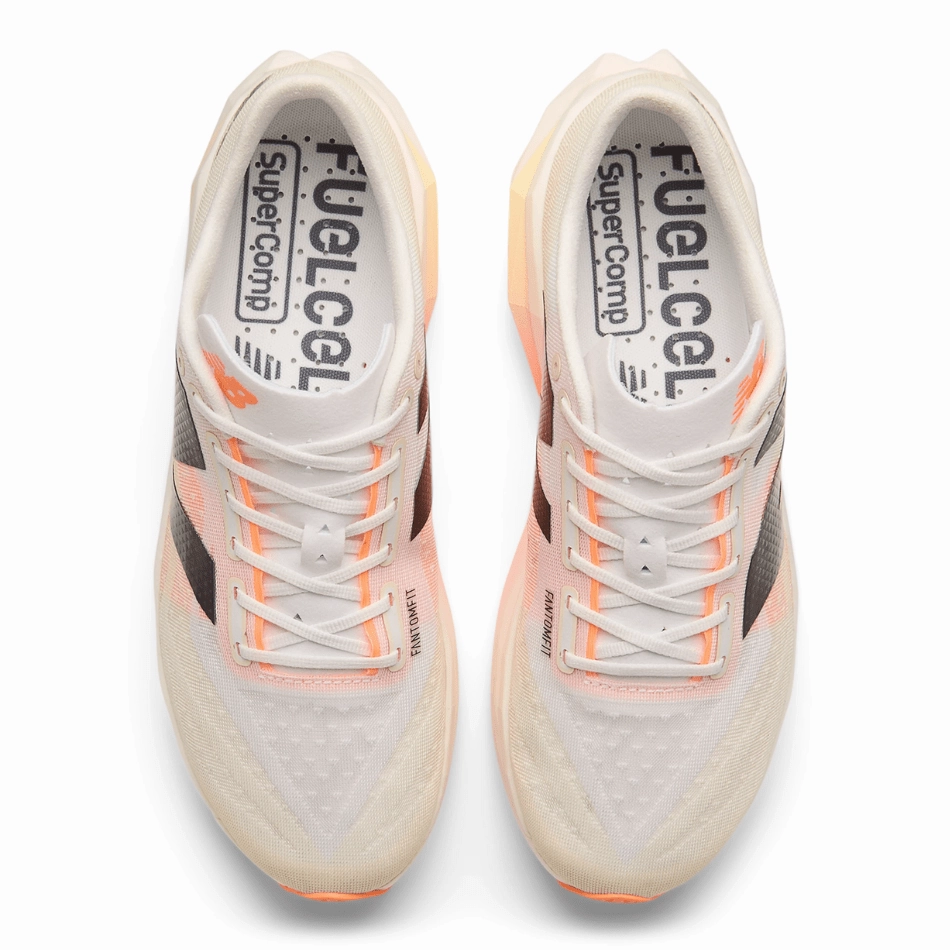 suede - upper shoes New Balance Men's FuelCell SuperComp Elite V4 Running Shoes in White/Angora/Hot Mango SS25