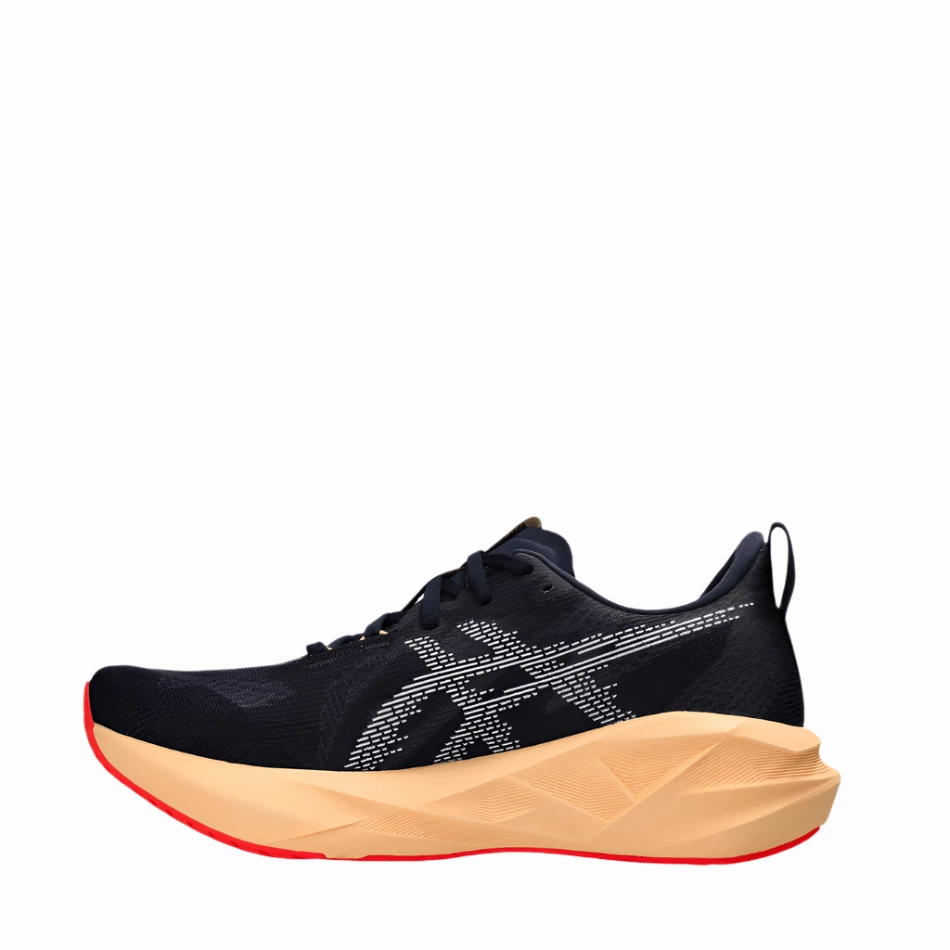 Heel Counter Stability ASICS Men's NOVABLAST 5 Running Shoes in Midnight/Orange Glow AW25
