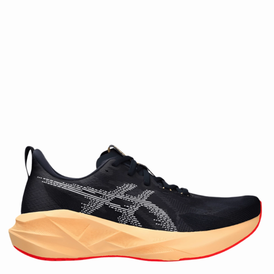 lightweight sole shoes ASICS Men's NOVABLAST 5 Running Shoes in Midnight/Orange Glow AW25