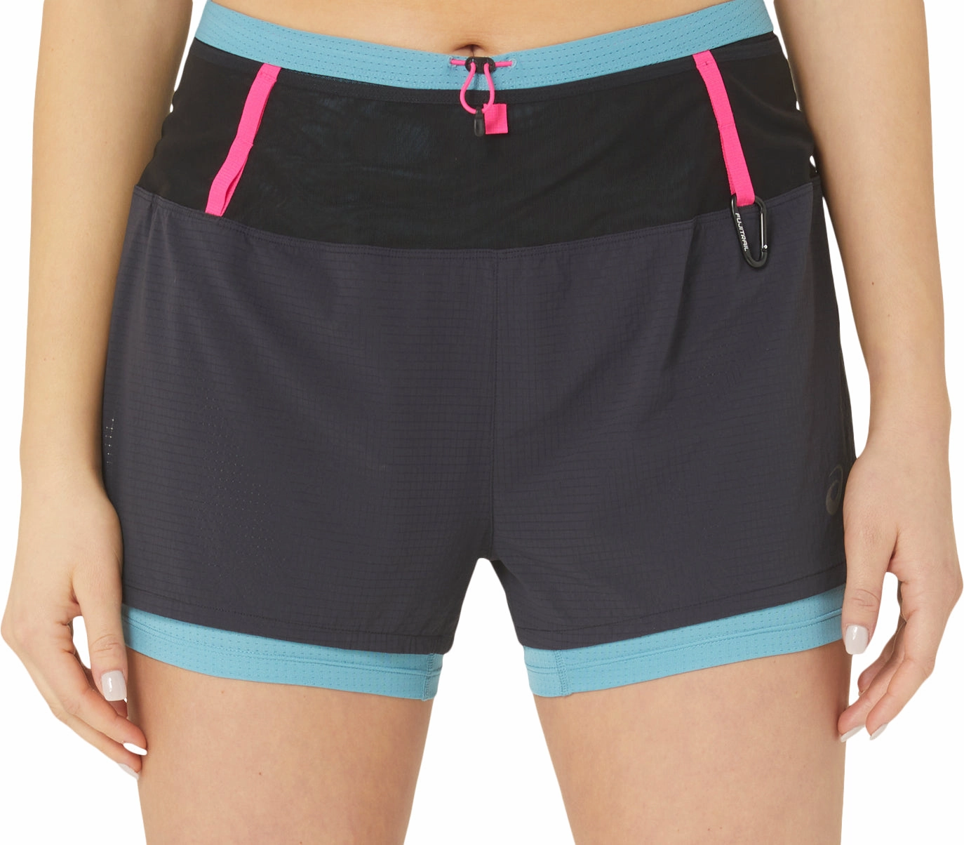 Asics FujiTrail 2 In 1 Womens Running Shorts - Black Compact Storage Feature Street Layers