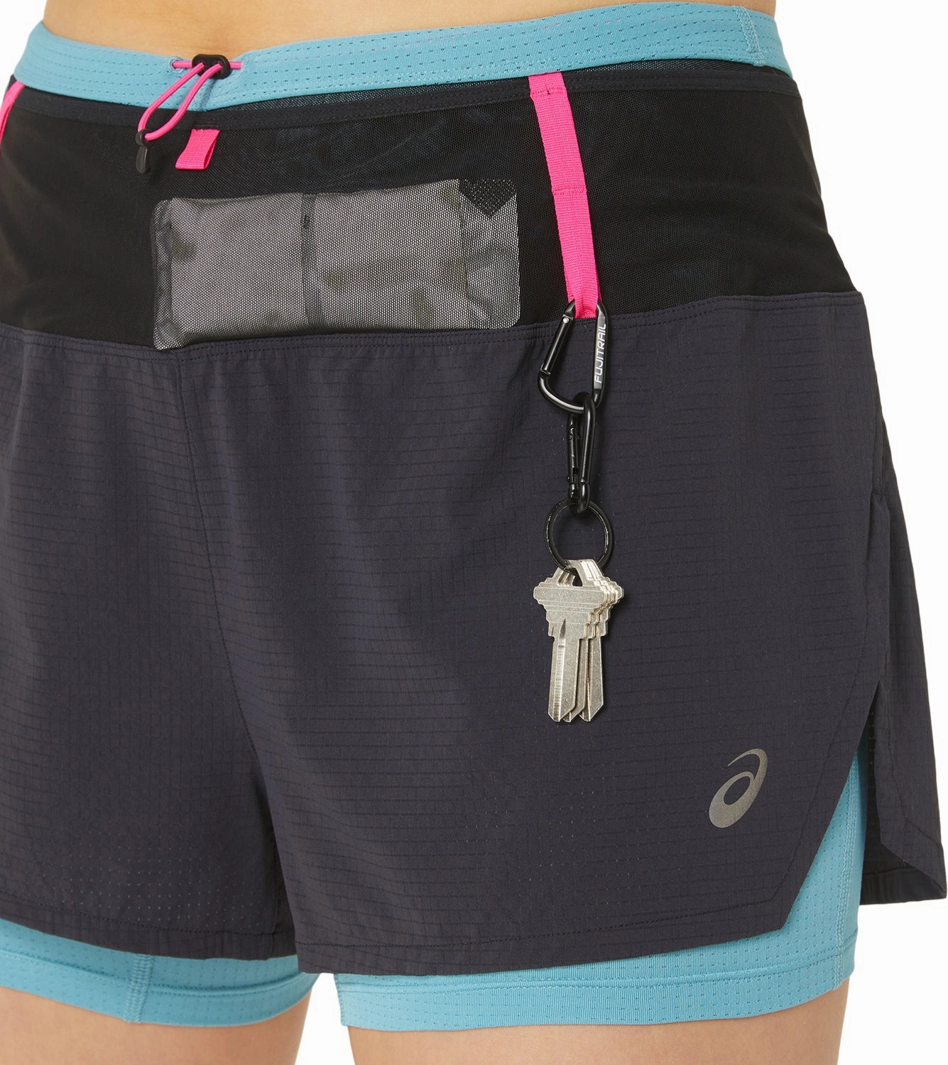 Reflective details Asics FujiTrail 2 In 1 Womens Running Shorts - Black
