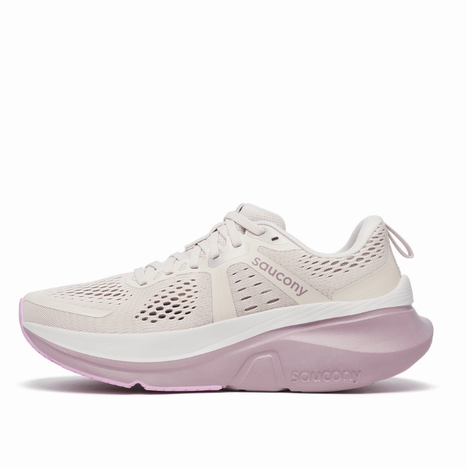 adult shoe aesthetics Saucony Women's Guide 18 Running Shoes in Moon/Quail SS25