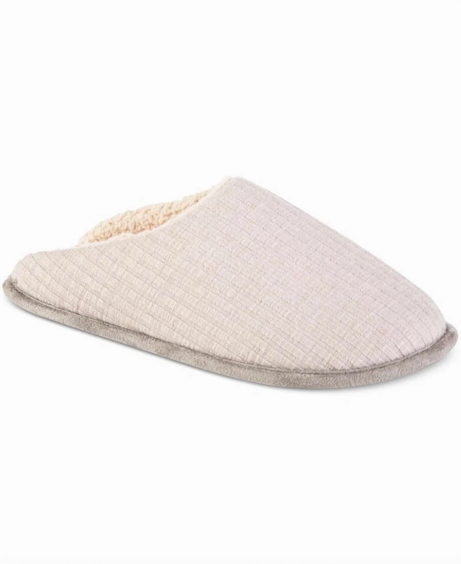 Responsive Midsole Women's Fine Guage Rib Knit Scuff Slippers In Light Grey