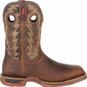 Heat   Resistant All-Terrain Use Men's Long Range Waterproof 11" Western Boot In Distressed Brown