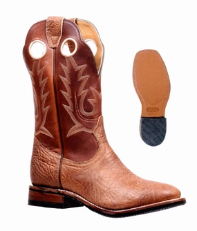 Men's Bullhide Organza Boot In Cognac/orange Breathable Morning Walk Gold Shine