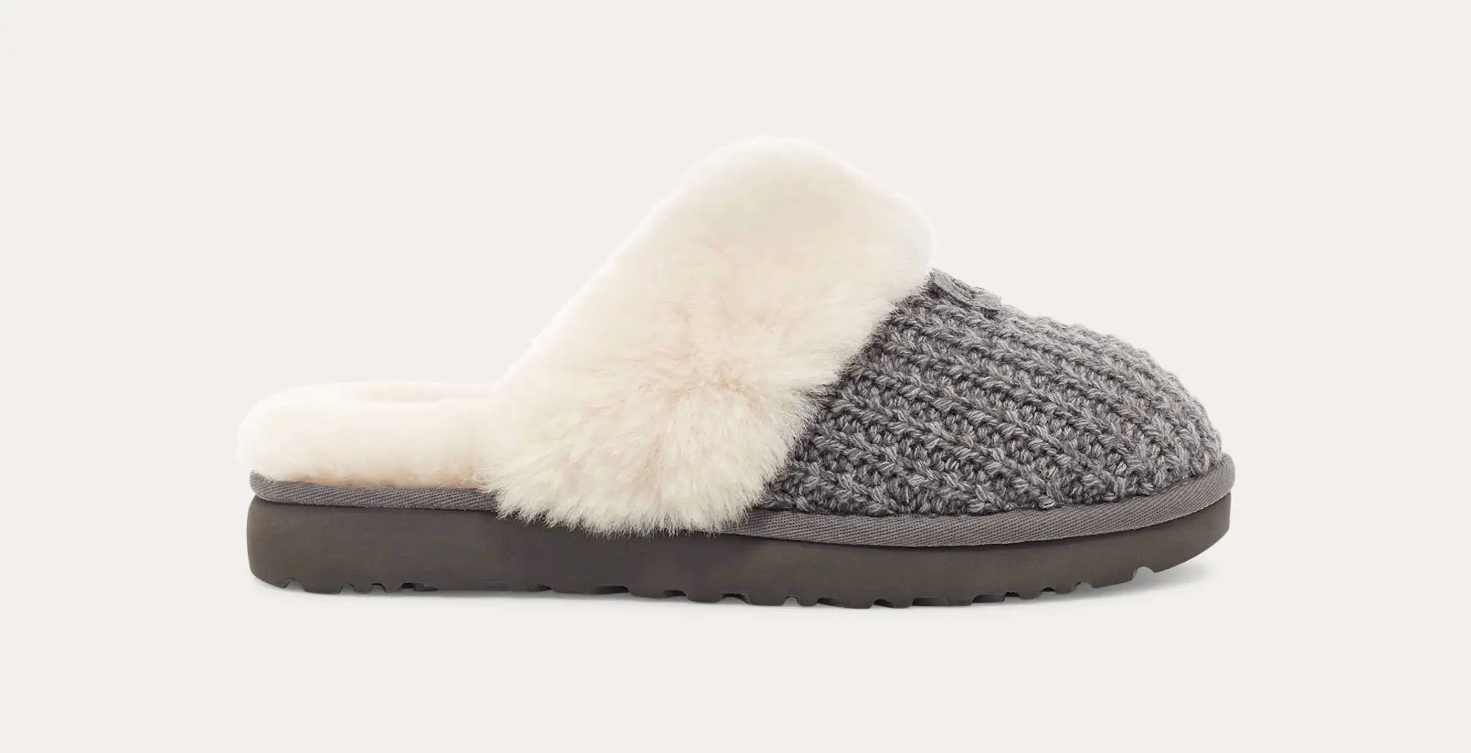 Stretchable Fabric Women's Cozy Sheepskin Slipper In Charcoal