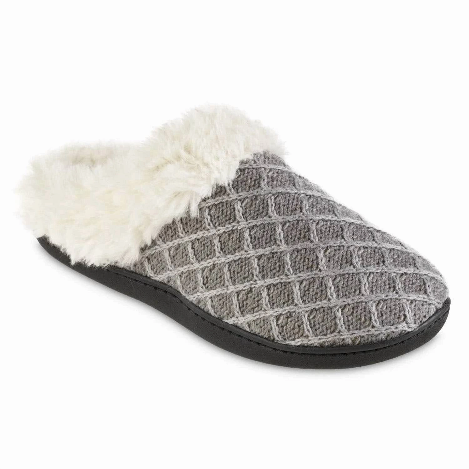 Women's Diamond Sweater Knit Hoodback Slipper In Light Gray Relax Walk