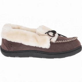 Women's Laurin Suede Moccasin Slipper In Grey foldable waterproof