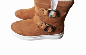 Women's Nelly Waterproof Boot In Dark Brown Suede Boho Style Heels Rain Ready Fit