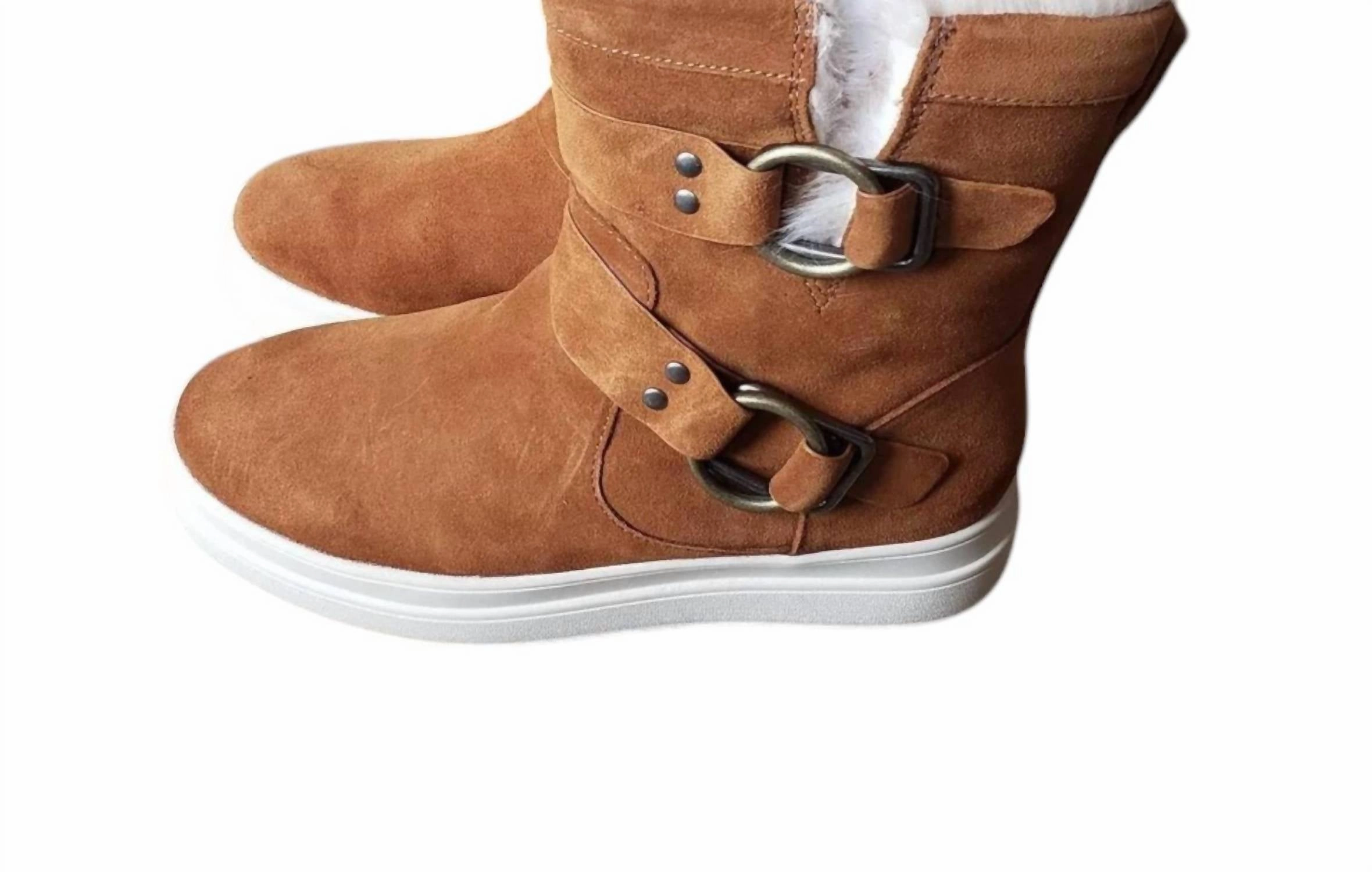 Women's Nelly Waterproof Boot In Dark Brown Suede Boho Style Heels Rain Ready Fit