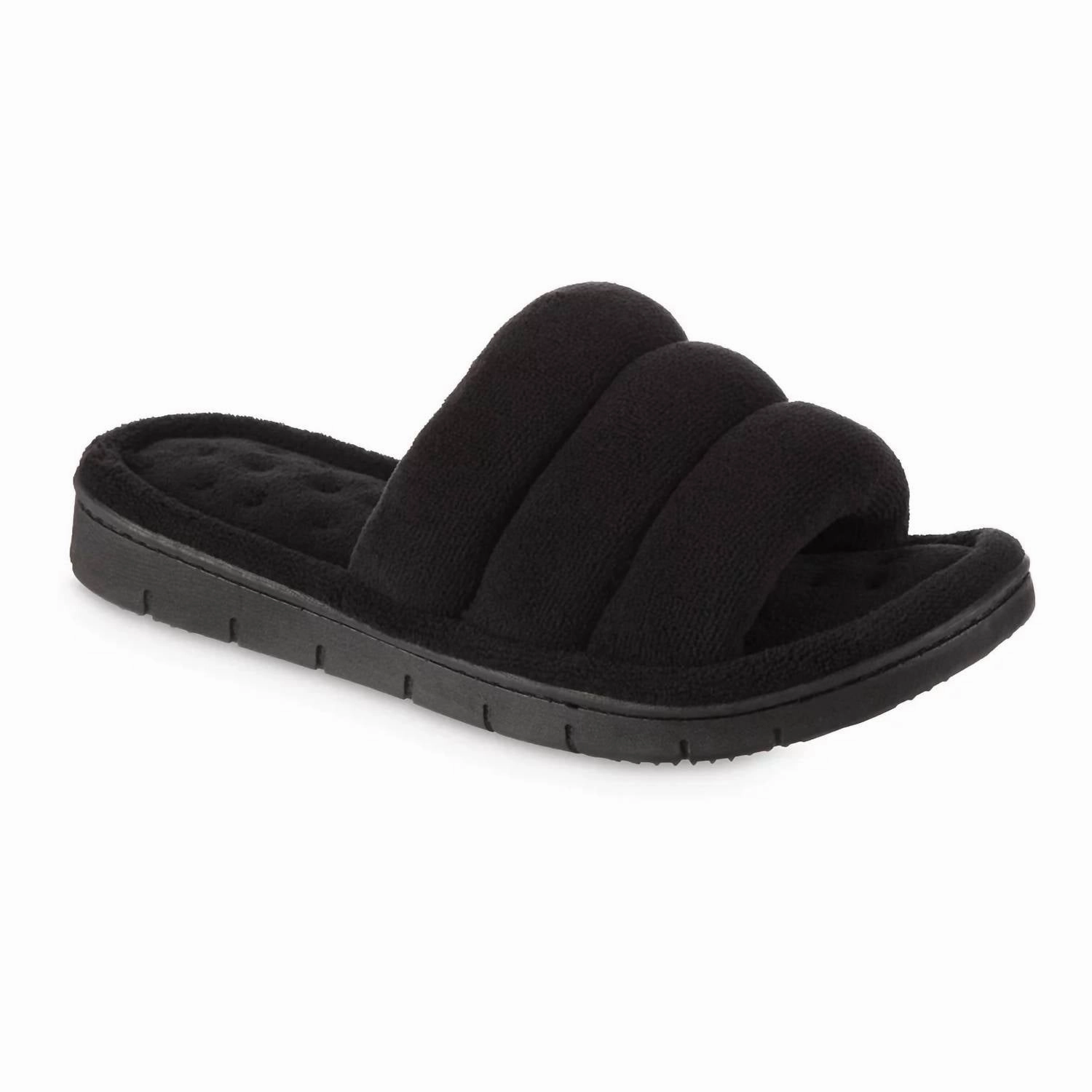 Reinforced Sides padded insole Women's Recycled Aster Slide Slipper In Black