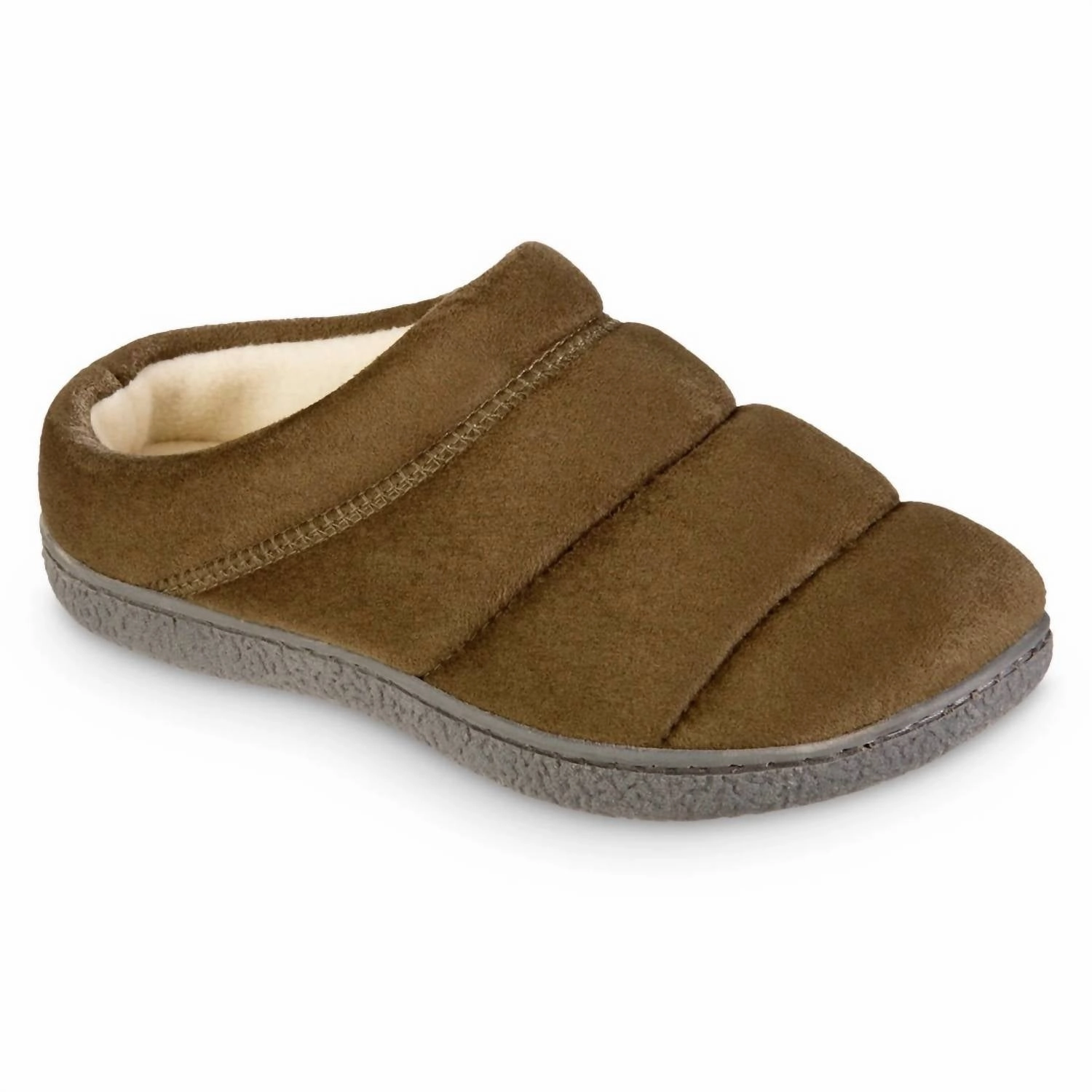 Women's Recycled Microsuede Puffer Clog Slipper In Olive Effortless Slip-Ons