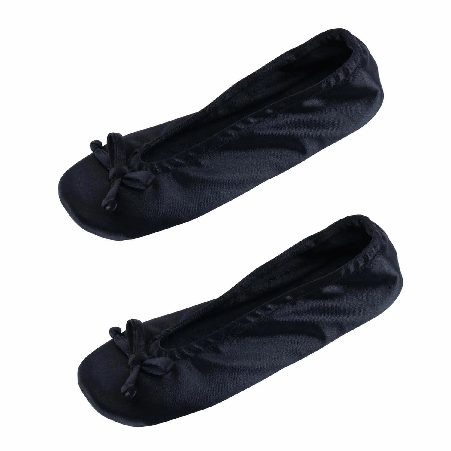 Chill Slip Sturdy Backing Women's Satin Ballerina Slipper House Shoe (Pack of 2)