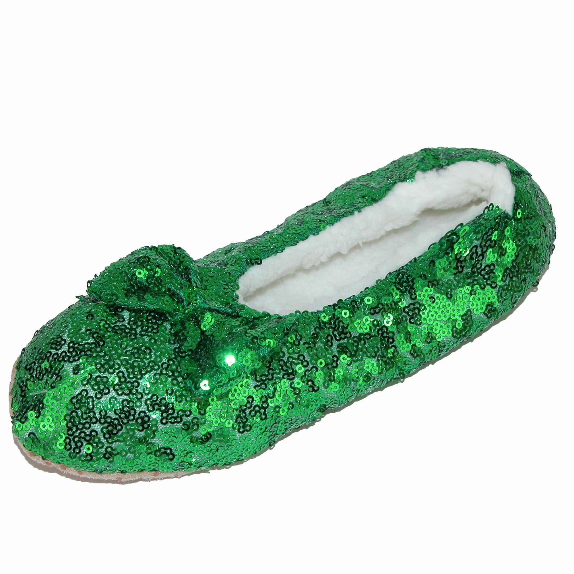 Women's Sequins Ballerina Slippers with Sherpa Fleece Lining Abrasion Resistant Exterior