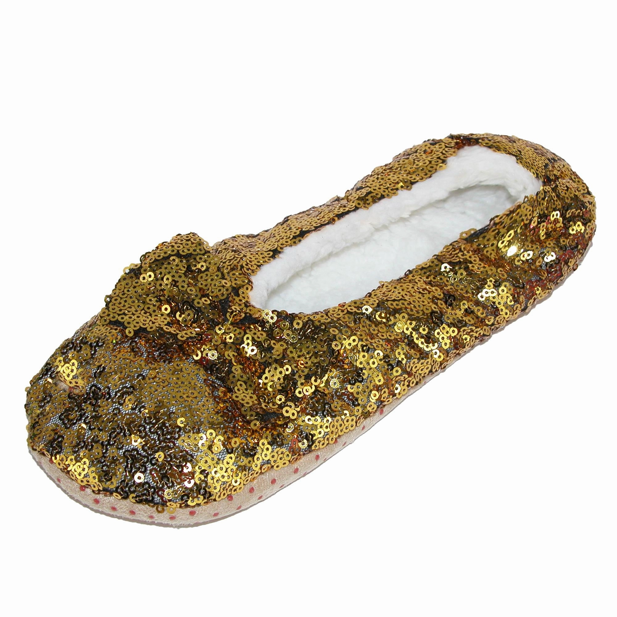 Women's Sequins Ballerina Slippers with Sherpa Fleece Lining Comfort Engineering Sandal Strap