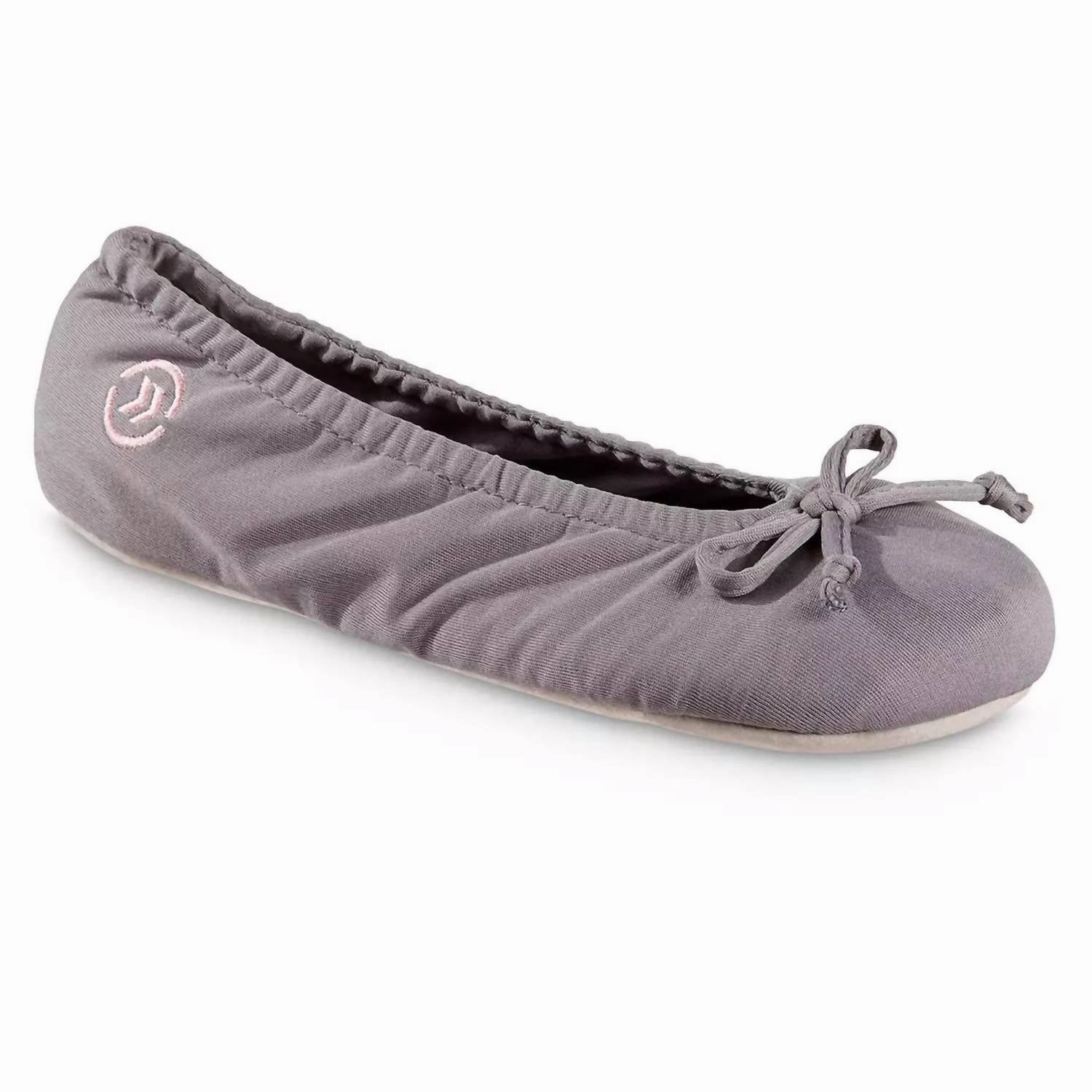Cool Comfort Women's Stretch Satin Eco Comfort Ballerina Slipper In Ash