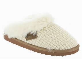 Quick Fit Relaxation Soft Touch Material Women's Sweater Fuzzy Knit Slip On Slippers In Cream