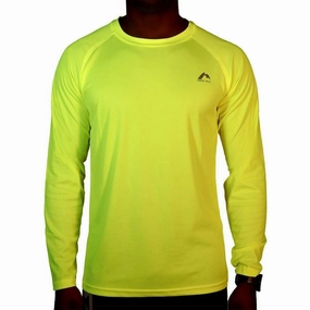 More Mile Lumino Long Sleeve Mens Running Top - Yellow Humid climate