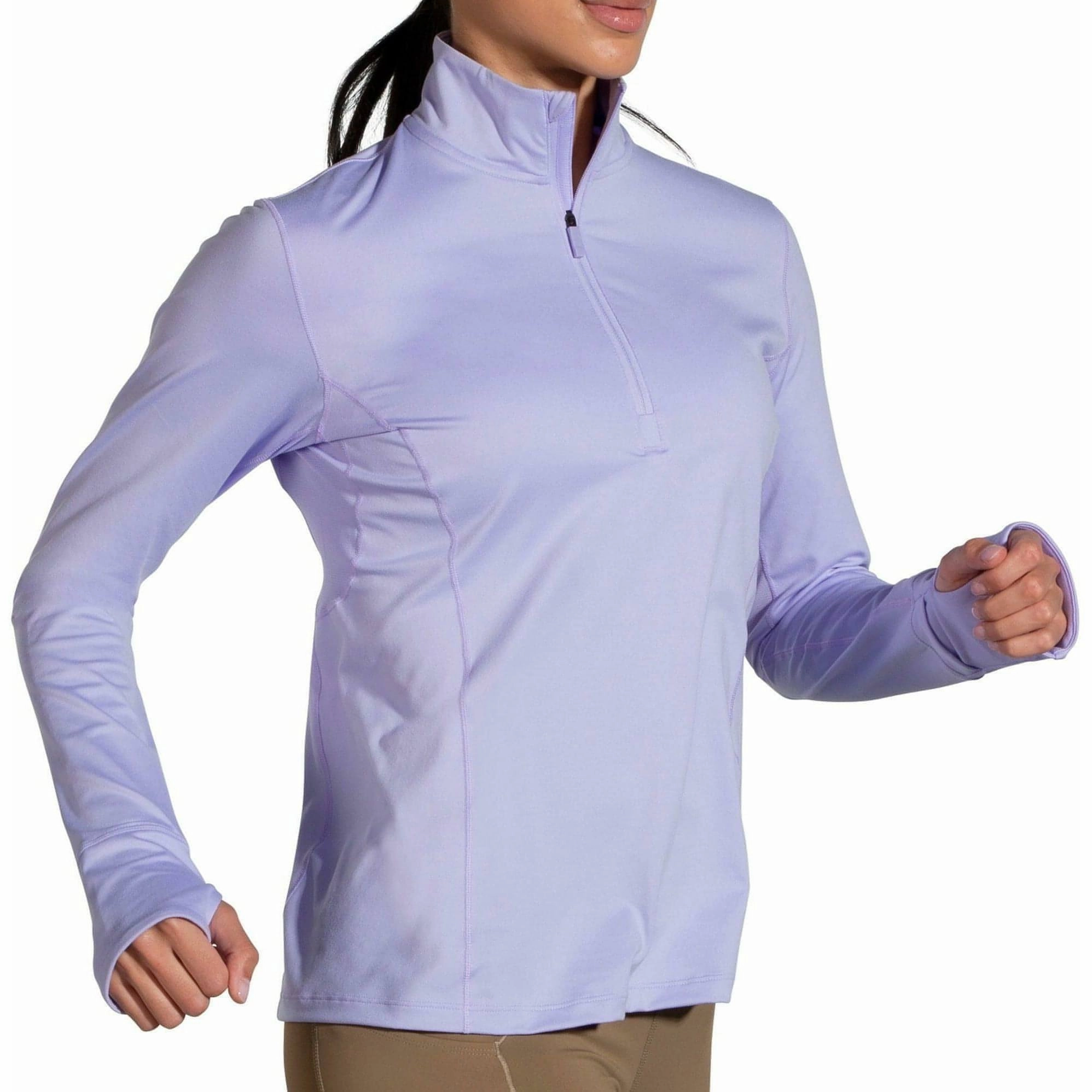 Brooks Dash Half Zip Long Sleeve Womens Running Top - Purple Work related Day - Wear