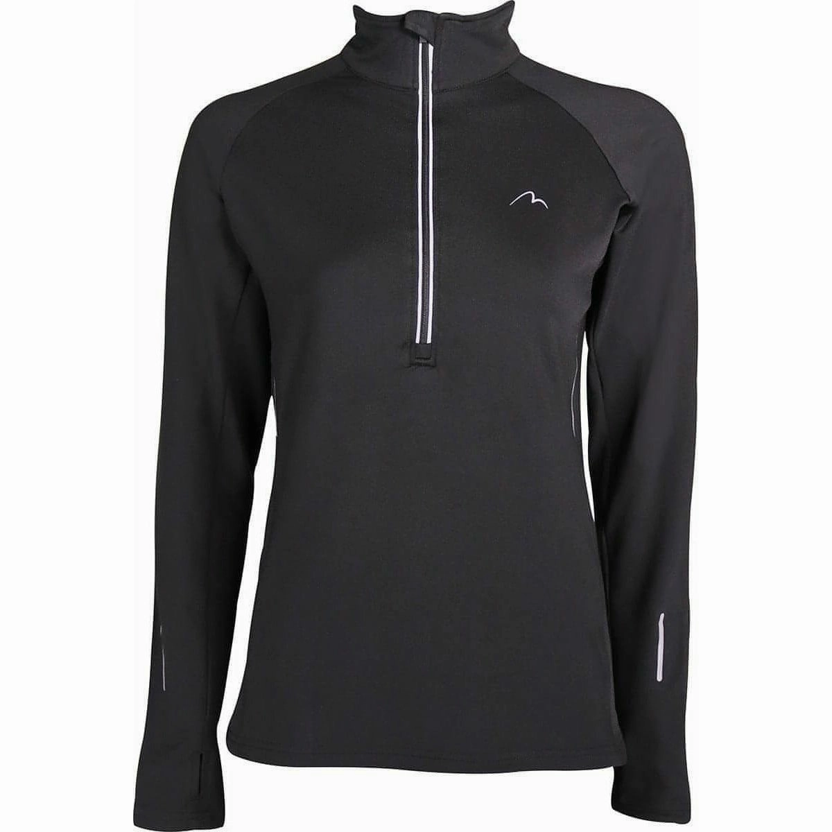 More Mile Vancouver Half Zip Long Sleeve Womens Running Top - Black Breathable fabric scarf