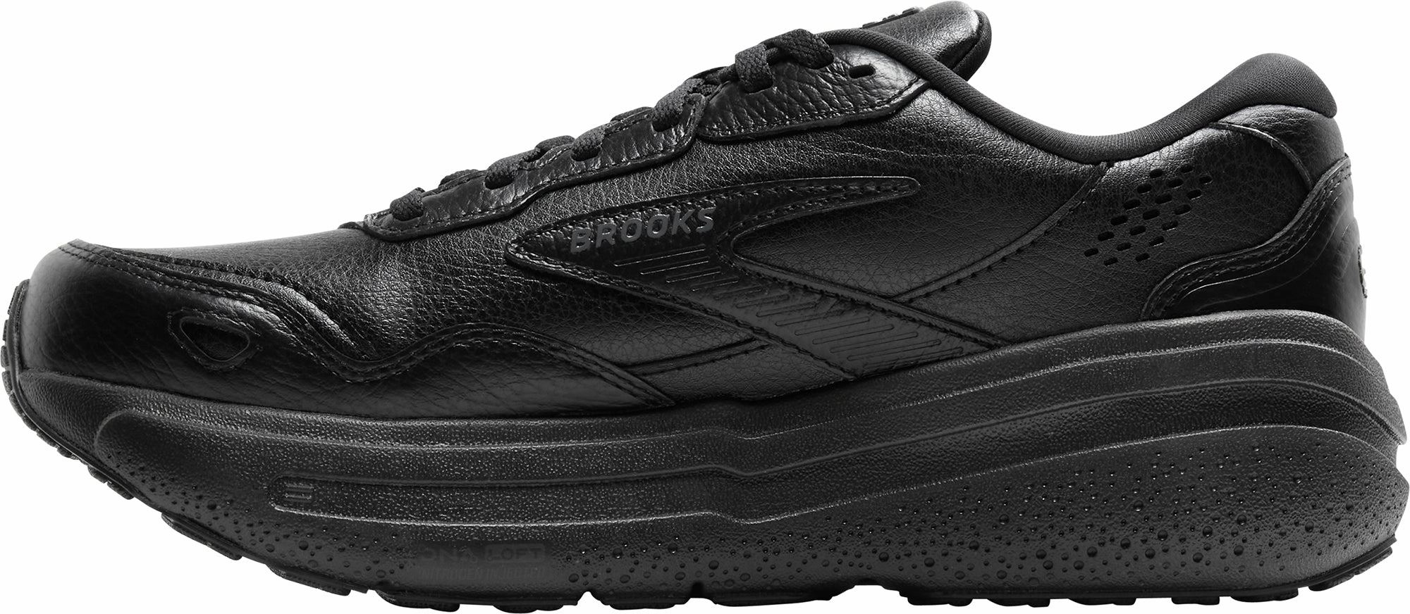 Brooks Ghost Max L Womens Walking Shoes - Black Secure lacing system HeelCushion